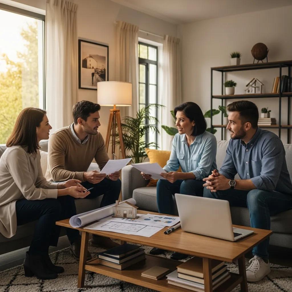 Your Guide to Navigating Sacramento's Real Estate Challenges 1 Diverse group discussing real estate strategies in a cozy living room