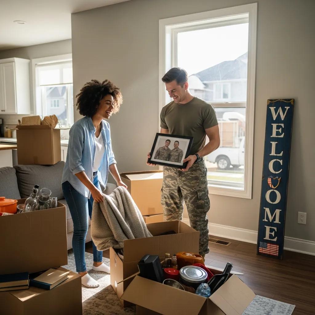 VA Loan Eligibility Requirements Explained 2 Young veteran couple unpacking in their new home, representing the ease of homeownership with a VA loan