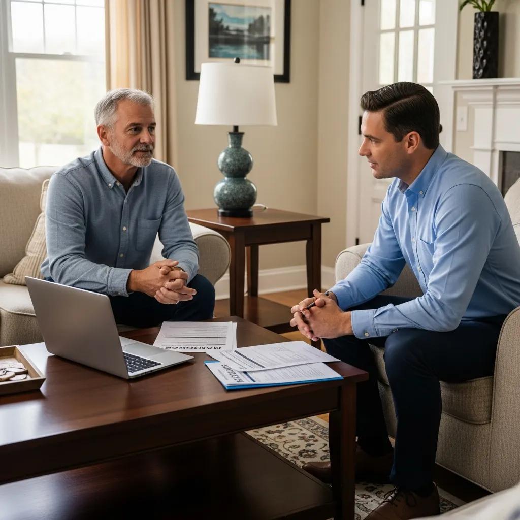 Homeowner discussing refinancing options with a mortgage advisor