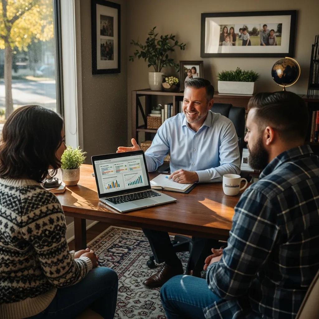 Sacramento mortgage broker assisting homebuyers in a cozy office setting