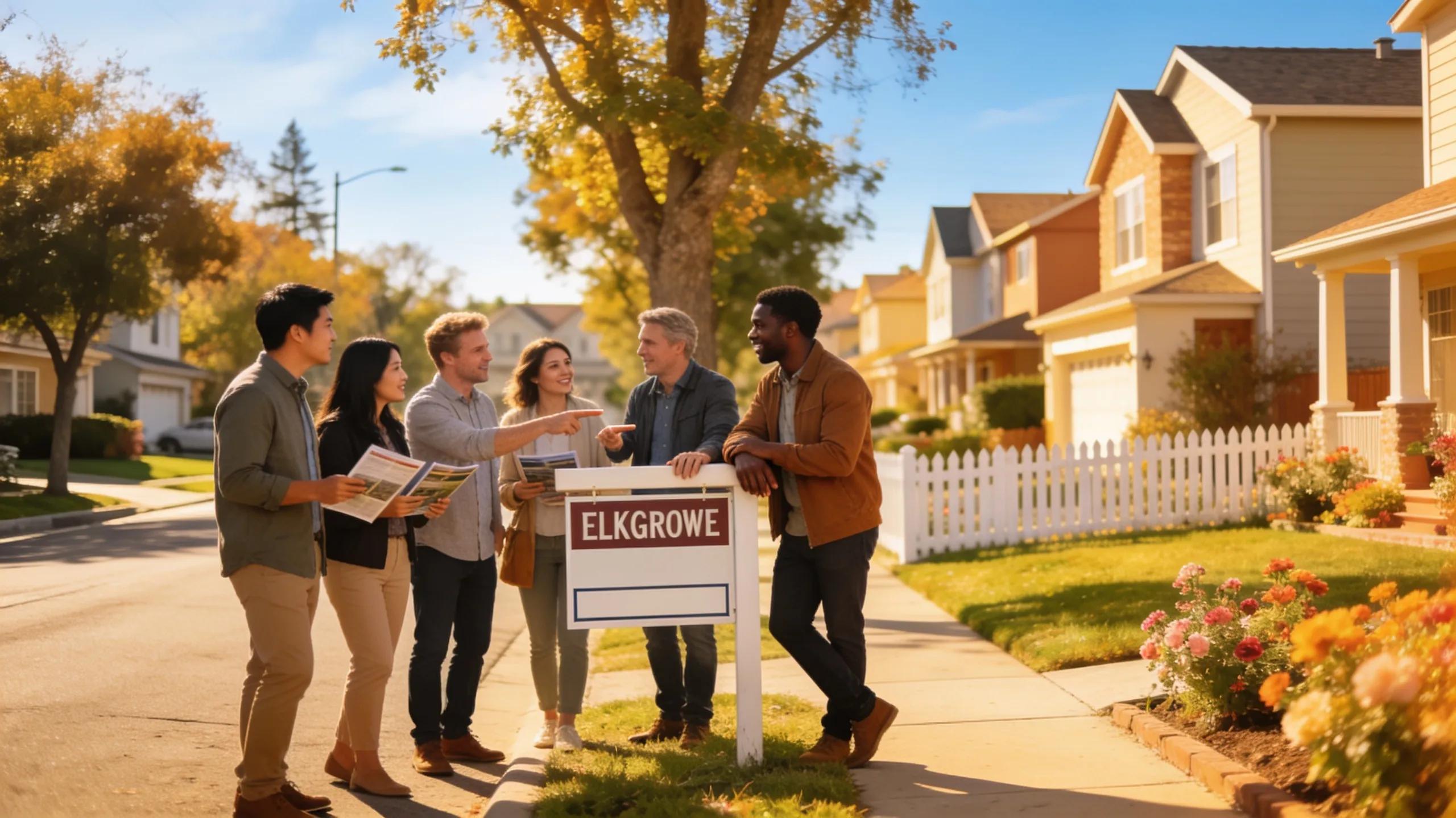 Lifestyle scene of homebuyers in Elk Grove discussing real estate options